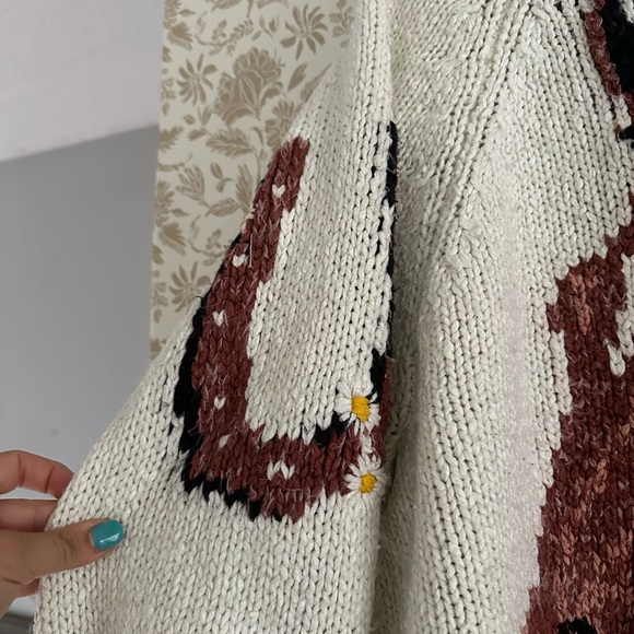 Anthropologie Pilcro Western Horse Sweater Button Cardigan Cream Women’s Small - Picture 3 of 6